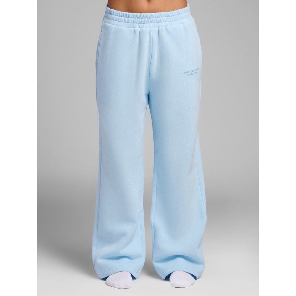 Comfrt Pastel Edit Wide Leg Sweatpants Baby Blue Fleece Joggers Small